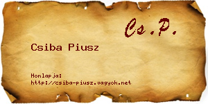 Csiba Piusz névjegykártya